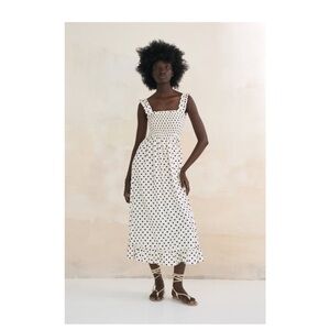 Zara Polka Dot Midi Dress in Black and White